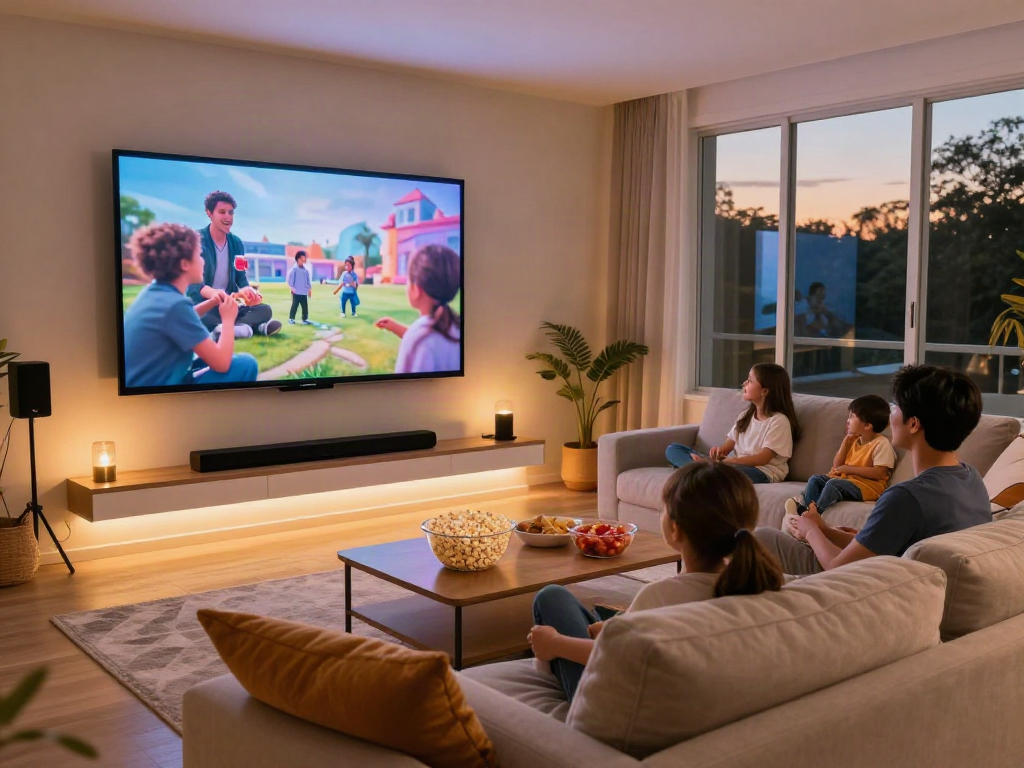 La soirée cinéma avec un Iron tv pro dans un salon chaleureux et convivial.