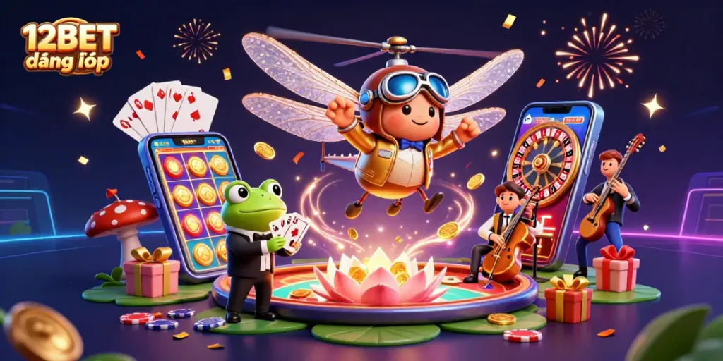 Engage in thrilling gaming action at 12BET đăng nhập with vibrant casino visuals and exciting elements.